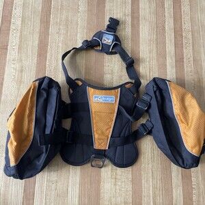 Kurgo Dog Backpack Big Baxter Large Orange Black Harness Saddlebags Puppy Doggy